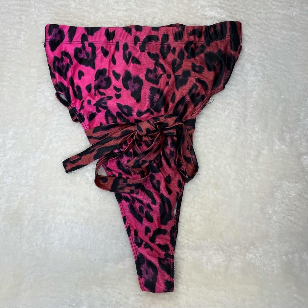 Fashion Nova Pink Animal Print Onepiece